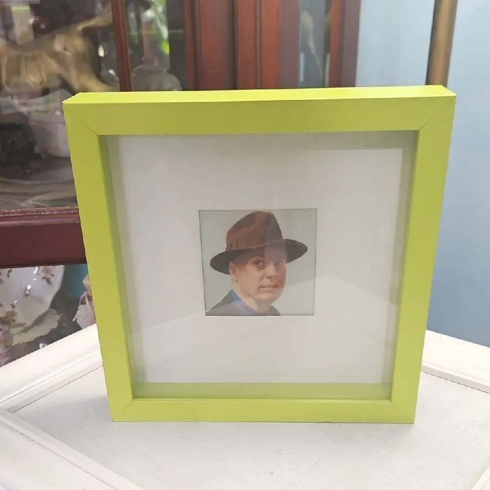 NWOT Michaels Green Square Shadowbox Picture Frame with Male Portrait